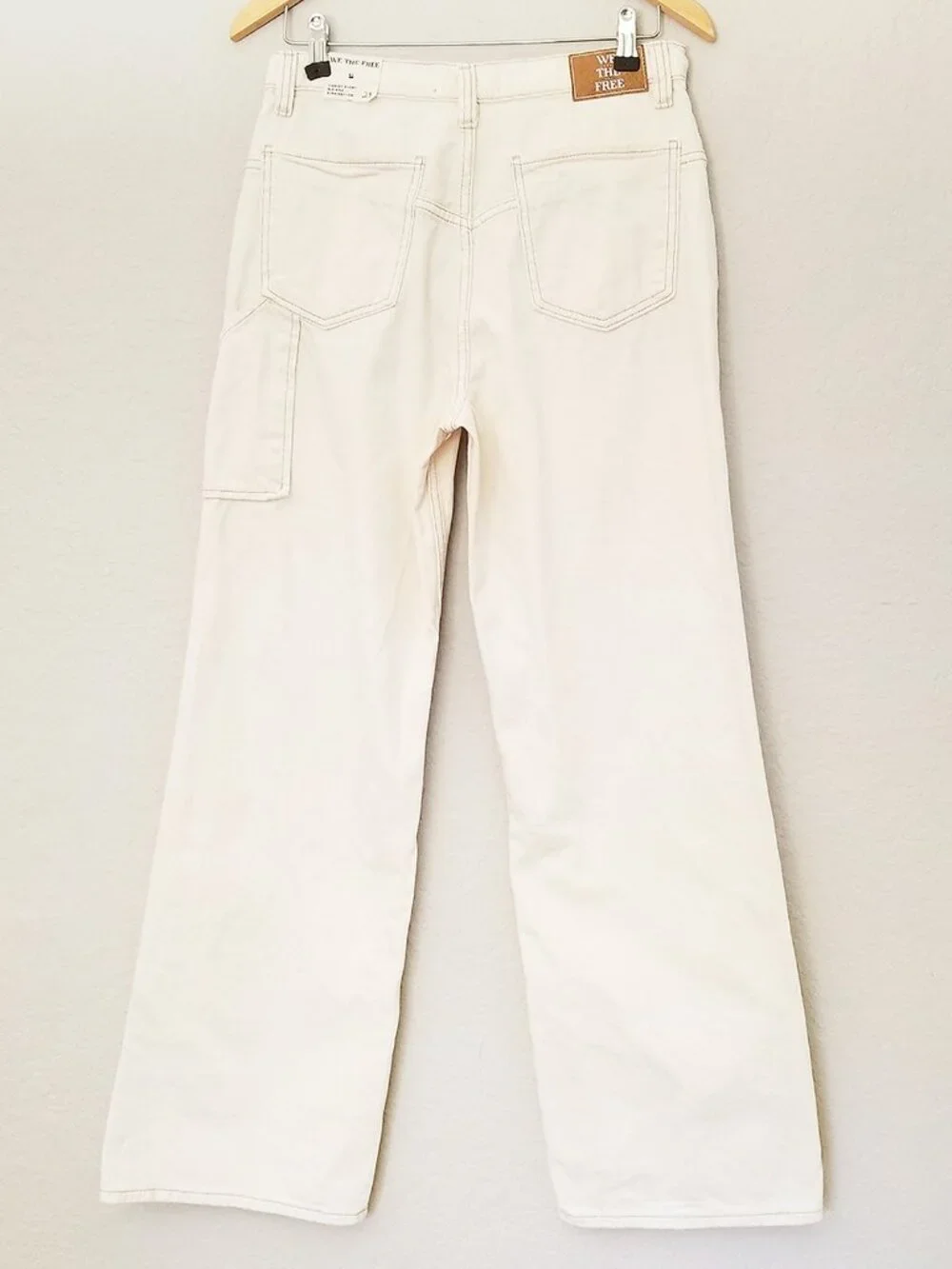 NEW Free People We The Free Tinsley Baggy Mid Rise Straight Leg Jean 29 Ecru $98